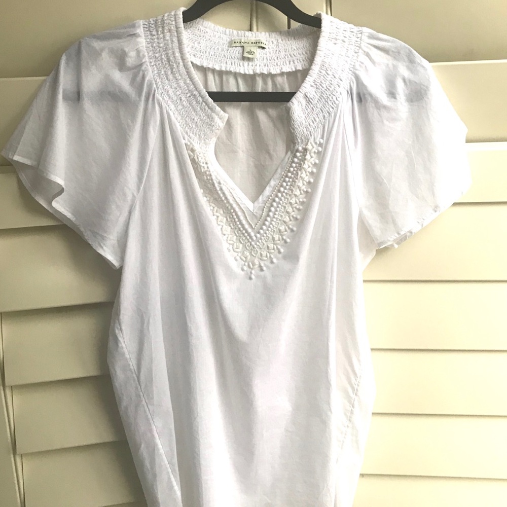Banana Republic White Beaded Tunic